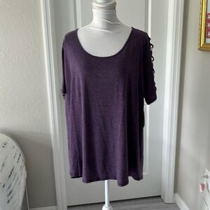 Naïf Purple Scoop Neck Laced Sleeves Tunic Top Soft Relaxed Fit
